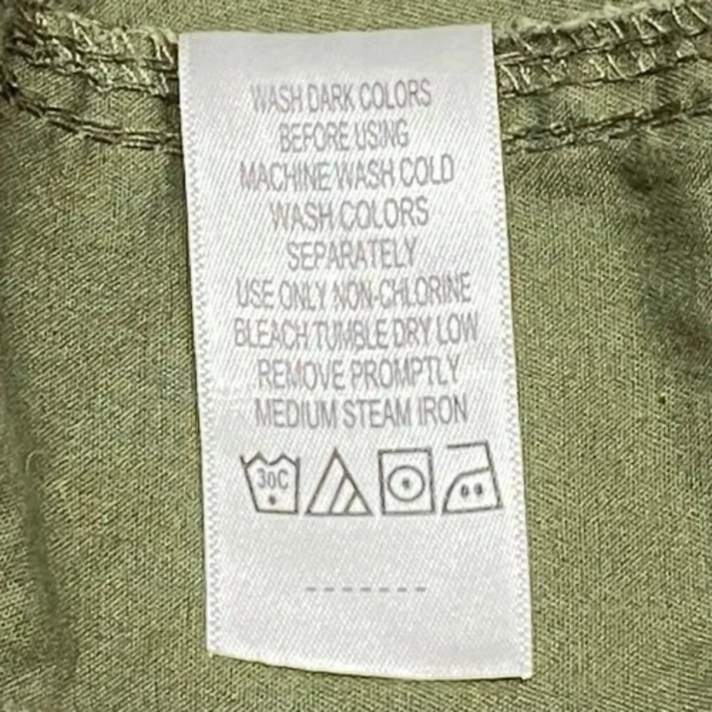 Woman Within Cargo Pants Women's 18W Olive Green Cotton Casual Roll Tab Cuff NWT